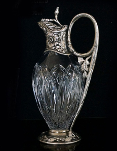 изготовление  хрусталя с декором из серебра или бронзы по согласованному эскизу