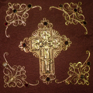 гальваническое золочение скани декора Библии  с вставками  из  драгоценных камней