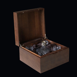 подарочный набор сигнатюр из хрусталя и серебра в коробке из дуба