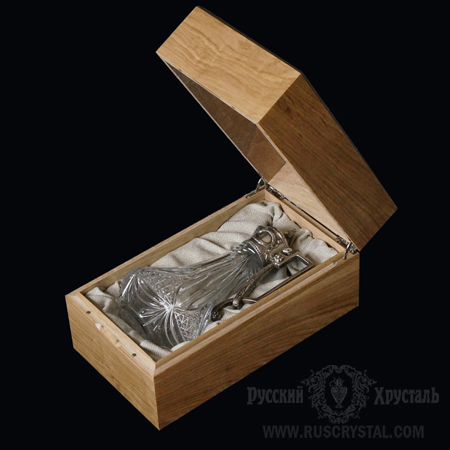 кувшин из хрусталя и серебра в коробке из дуба Производство РУССКИЙ ХРУСТАЛЬ