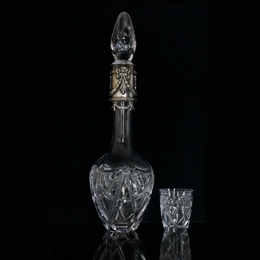 Набор для коньяка ГЕОРГИЕВСКИЙ Хрусталь Серебро 925 пробы  или бронза с гальваническим серебрением