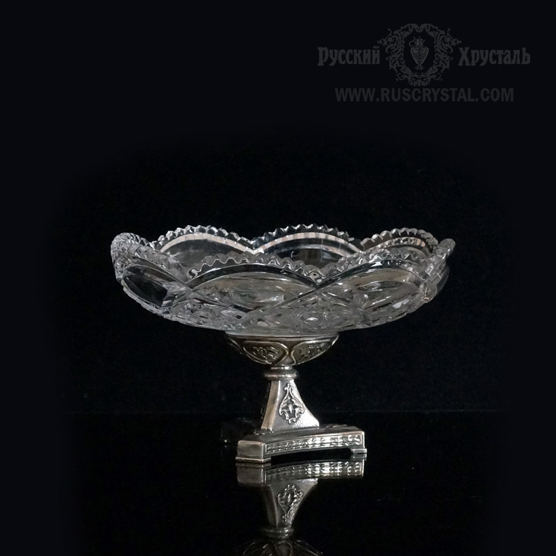 Криманка ДВОРЦОВАЯ из хрусталя на металлической ножке из посеребренной бронзы выполненной в технике ювелирного художественного литья