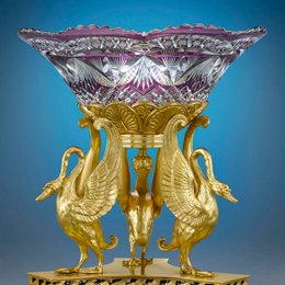 Ваза парадной сервировки стола Хрусталь Баккара  алмазная грань оправа позолоченная бронза