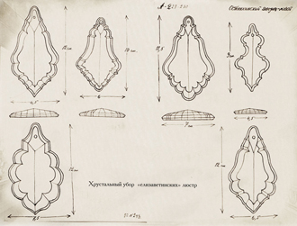 формы хрустальных подвесок  люстр екатерининской эпохи