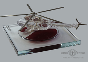 корпоративный подарок компании ВЕРТОЛЕТЫ РОССИИ  хрустальный вертолет