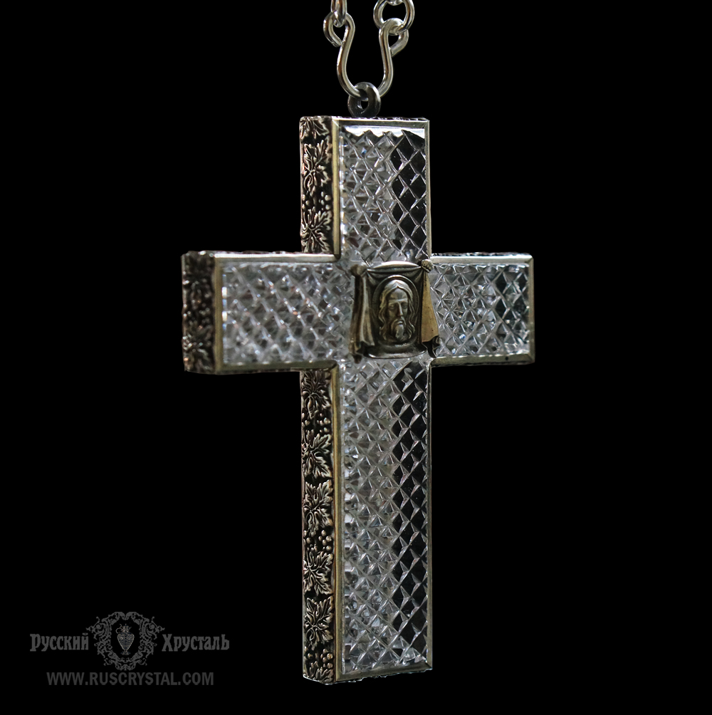 крест хрустальный в серебряной оправе  изготовлен на заказ